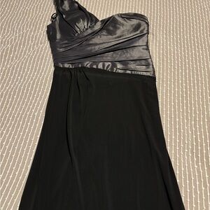 Max & Cleo Black and Silver One-Shoulder Dress